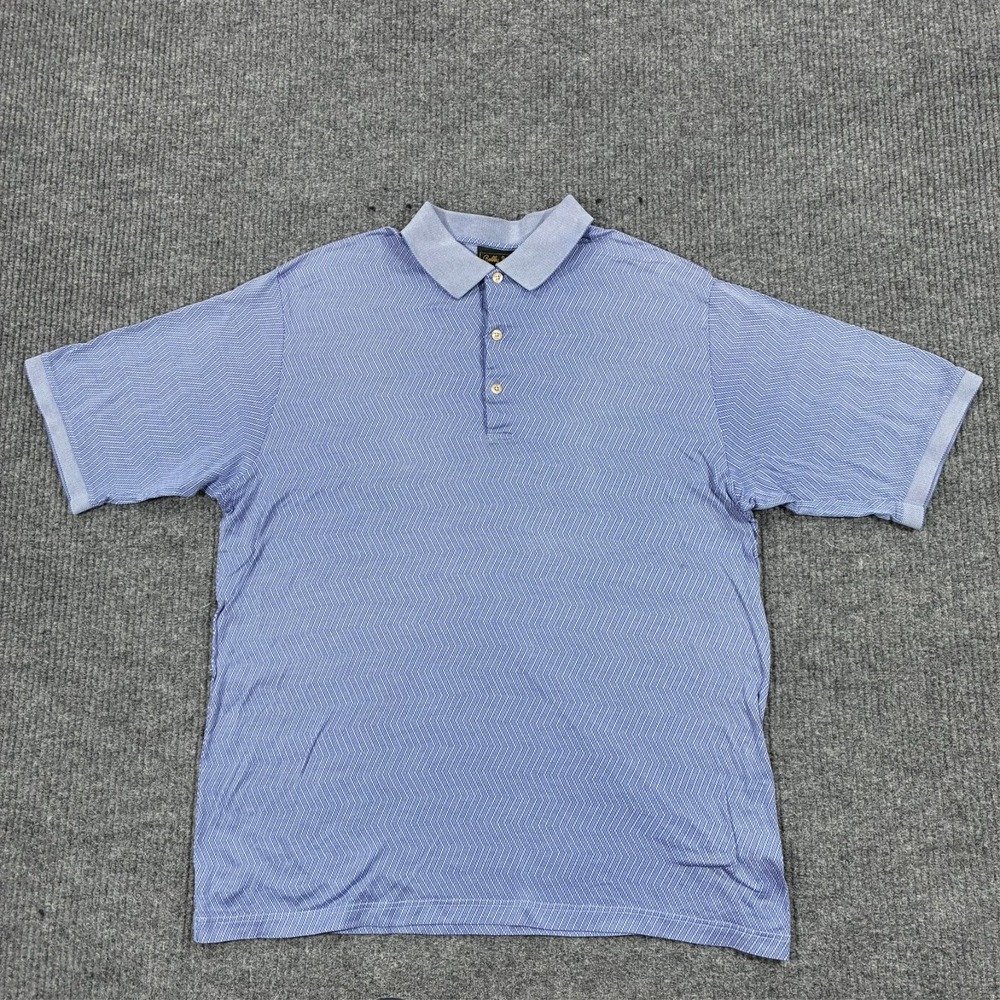 Bobby Jones Collection Mens Size XL Blue Short Sleeve Golf Polo Shirt Textured